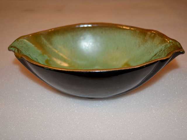 Frankoma bowl, black with prairie green interior